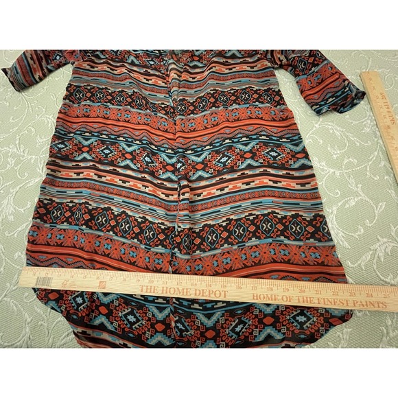 rue21 Kimono Cardigan Womens XL Multicolor Sheer Open Front Boho Aztec Print - Picture 7 of 13